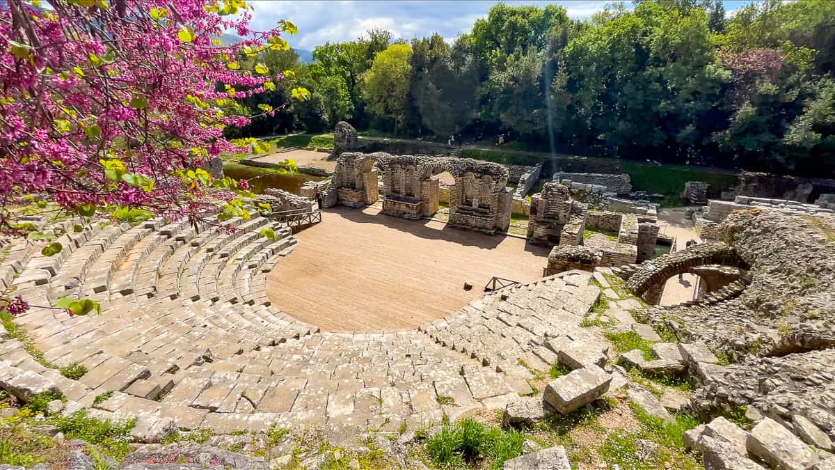 Ancient ruins at UNESCO Butrint National Park surrounded by nature