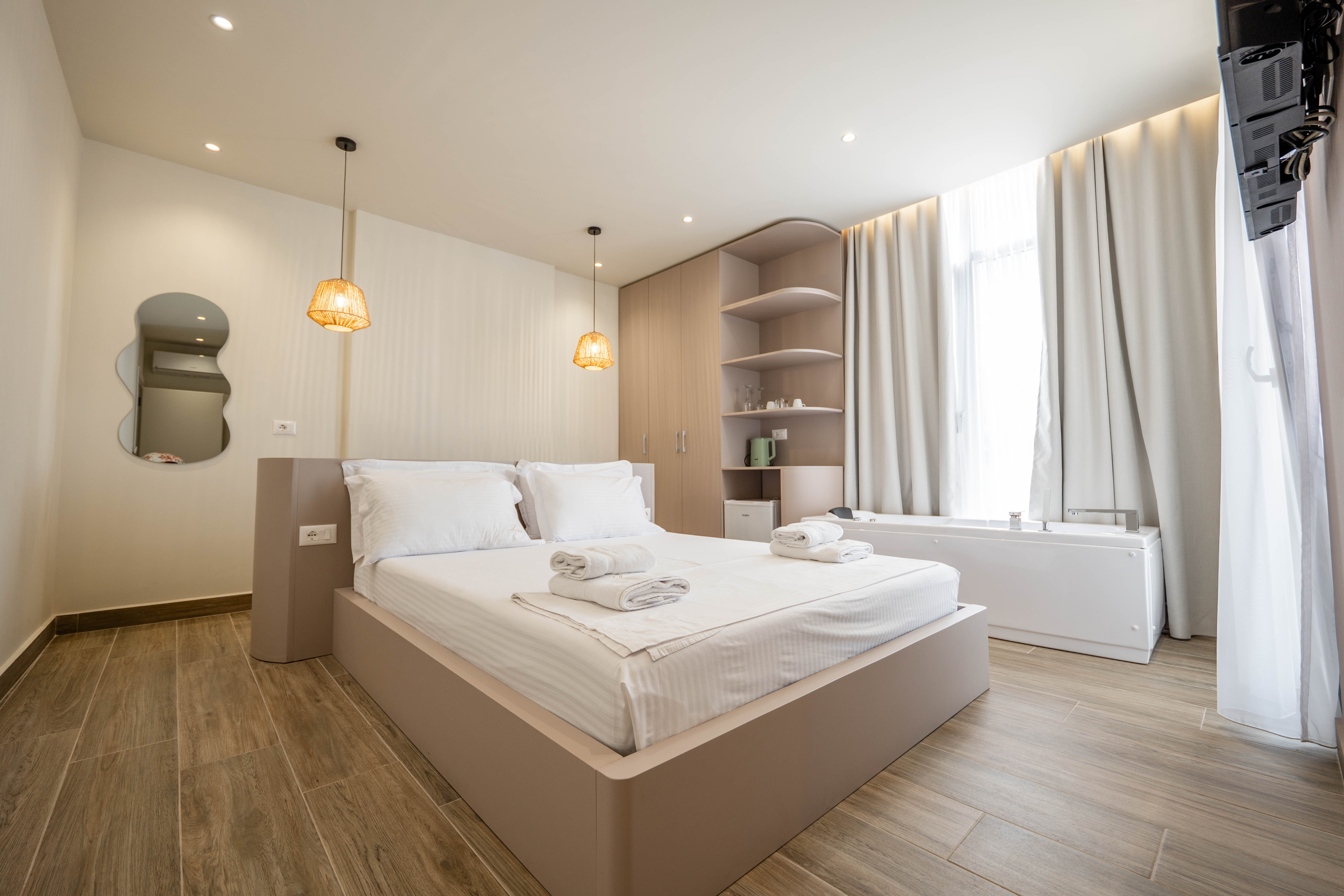 Elegant bedroom with coastal design